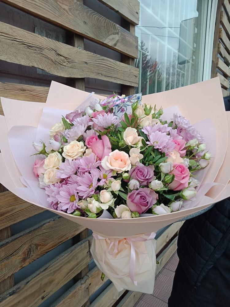 Букет цветов из: Розы и Хризантемы в Облучье